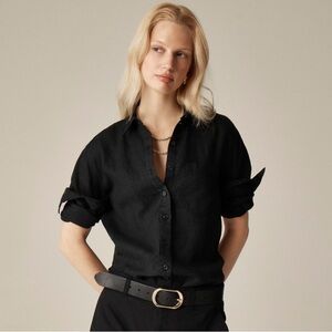 J. CREW Garçon Classic Shirt Baird McNutt Irish Linen Solid Black Size 4